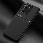 For vivo Y78 Classic Tilt Strip Grain Magnetic PC Hybrid TPU Phone Case(Black)