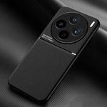 For vivo X200s Classic Tilt Strip Grain Magnetic PC Hybrid TPU Phone Case(Black)