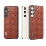 For Samsung Galaxy S24 5G ABEEL Weave Plaid PU Phone Case(Brown)