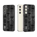 For Samsung Galaxy S24 5G ABEEL Genuine Leather Mahjong Texture Series Phone Case(Black)