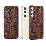 For Samsung Galaxy S24+ 5G ABEEL Genuine Leather Mahjong Texture Series Phone Case(Brown)