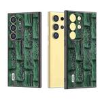 For Samsung Galaxy S24 Ultra 5G ABEEL Genuine Leather Mahjong Texture Series Phone Case(Green)