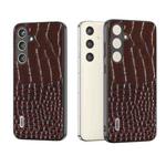 For Samsung Galaxy S24 5G ABEEL Genuine Leather Crocodile Pattern Phone Case(Coffee)