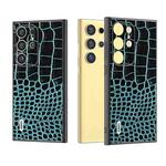 For Samsung Galaxy S24 Ultra 5G ABEEL Genuine Leather Crocodile Pattern Phone Case(Blue)