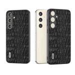 For Samsung Galaxy S24 5G ABEEL Genuine Leather Sky Series Phone Case with Holder(Black)