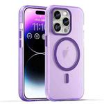 For iPhone 14 Pro MagSafe Frosted Translucent TPU + PC Full Coverage Phone Case(Dark Purple)