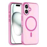 For iPhone 16 MagSafe Frosted Translucent TPU + PC Full Coverage Phone Case(Pink)