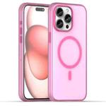 For iPhone 15 Pro Max MagSafe Frosted Translucent TPU + PC Full Coverage Phone Case(Pink)