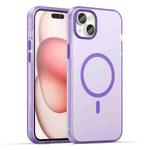 For iPhone 15 Plus MagSafe Frosted Translucent TPU + PC Full Coverage Phone Case(Dark Purple)