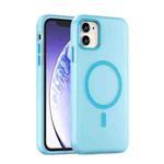 For iPhone 12 MagSafe Frosted Translucent TPU + PC Full Coverage Phone Case(Blue)