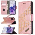 For Samsung Galaxy S20 Matching Color Crocodile Texture Horizontal Flip PU Leather Case with Wallet & Holder & Card Slots(Rose Gold)