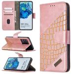 For Samsung Galaxy S20 Ultra Matching Color Crocodile Texture Horizontal Flip PU Leather Case with Wallet & Holder & Card Slots(Rose Gold)