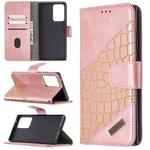 For Samsung Galaxy Note20 Ultra Matching Color Crocodile Texture Horizontal Flip PU Leather Case with Wallet & Holder & Card Slots(Rose Gold)