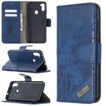 For Samsung Galaxy A11 / M11 Matching Color Crocodile Texture Horizontal Flip PU Leather Case with Wallet & Holder & Card Slots(Blue)
