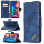 For Samsung Galaxy A20 / A30 Matching Color Crocodile Texture Horizontal Flip PU Leather Case with Wallet & Holder & Card Slots(Blue)