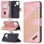 For Samsung Galaxy A21s Matching Color Crocodile Texture Horizontal Flip PU Leather Case with Wallet & Holder & Card Slots(Rose Gold)