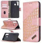 For Samsung Galaxy A21 Matching Color Crocodile Texture Horizontal Flip PU Leather Case with Wallet & Holder & Card Slots(Rose Gold)