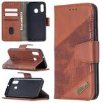 For Samsung Galaxy A40 Matching Color Crocodile Texture Horizontal Flip PU Leather Case with Wallet & Holder & Card Slots(Brown)