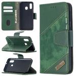 For Samsung Galaxy A40 Matching Color Crocodile Texture Horizontal Flip PU Leather Case with Wallet & Holder & Card Slots(Green)