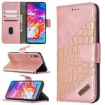 For Samsung Galaxy A70 Matching Color Crocodile Texture Horizontal Flip PU Leather Case with Wallet & Holder & Card Slots(Rose Gold)