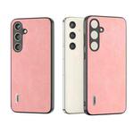 For Samsung Galaxy S24+ 5G ABEEL Elegant Series PU Leather Black Edge Phone Case(Pink)