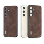 For Samsung Galaxy S24+ 5G ABEEL Elegant Series PU Leather Black Edge Phone Case(Coffee)