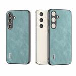 For Samsung Galaxy S24+ 5G ABEEL Elegant Series PU Leather Black Edge Phone Case(Light Blue)