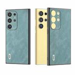 For Samsung Galaxy S24 Ultra 5G ABEEL Elegant Series PU Leather Black Edge Phone Case(Light Blue)