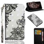For iPhone 11 Pro Max 3D Painting Pattern Horizontal Flip TPU + PU Leather Case with Holder & Card Slots & Wallet & Lanyard(Diagonal Black Flower)