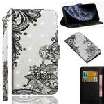 For iPhone 11 Pro 3D Painting Pattern Horizontal Flip TPU + PU Leather Case with Holder & Card Slots & Wallet & Lanyard(Diagonal Black Flower)