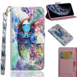 For iPhone 11 Pro 3D Painting Pattern Horizontal Flip TPU + PU Leather Case with Holder & Card Slots & Wallet & Lanyard(Watercolor Owl)