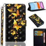 For iPhone 11 3D Painting Pattern Horizontal Flip TPU + PU Leather Case with Holder & Card Slots & Wallet & Lanyard(Golden Butterfly)