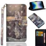 For iPhone SE 2022 / SE 2020 / 8 / 7 3D Painting Pattern Horizontal Flip TPU + PU Leather Case with Holder & Card Slots & Wallet & Lanyard(Cat Tiger)
