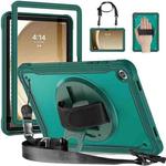 For Samsung Galaxy Tab A9+ X210/X215 Heavy Duty Hybrid Tablet Case with Handle & Strap(Dark Green)