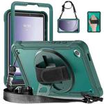 For Samsung Galaxy Tab A9 X110/X115 Heavy Duty Hybrid Tablet Case with Handle & Strap(Dark Green)