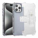 For iPhone 15 Pro Max Frosted PC+TPU Phone Case with Back Clip(Transparent Blue)