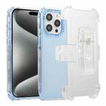 For iPhone 15 Pro Max Frosted PC+TPU Phone Case with Back Clip(Sky Blue)