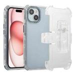 For iPhone 15 Frosted PC+TPU Phone Case with Back Clip(Transparent Blue)