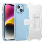 For iPhone 14 Frosted PC+TPU Phone Case with Back Clip(Sky Blue)