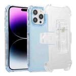 For iPhone 14 Pro Frosted PC+TPU Phone Case with Back Clip(Sky Blue)