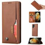 For Samsung Galaxy S24 Ultra 5G Knead Skin Texture Flip Leather Phone Case(Brown)