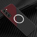 For Samsung Galaxy S24 5G Carbon Fiber Texture MagSafe Magnetic Phone Case(Black Red)