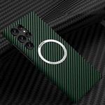 For Samsung Galaxy S25 Ultra 5G Carbon Fiber Texture MagSafe Magnetic Phone Case(Green)