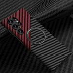 For Samsung Galaxy S25 Ultra 5G Carbon Fiber Texture MagSafe Magnetic Phone Case(Black Red)