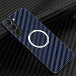 For Samsung Galaxy S25+ 5G Carbon Fiber Texture MagSafe Magnetic Phone Case(Blue)