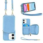 For iPhone 11 Multifunctional Zipper Wallet RFID Phone Leather Case(Sky Blue)
