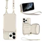 For iPhone 11 Pro Multifunctional Zipper Wallet RFID Phone Leather Case(White)
