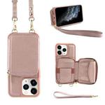 For iPhone 11 Pro Max Multifunctional Zipper Wallet RFID Phone Leather Case(Rose Gold)