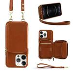 For iPhone 12 Pro Multifunctional Zipper Wallet RFID Phone Leather Case(Brown)