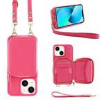 For iPhone 13 Multifunctional Zipper Wallet RFID Phone Leather Case(Rose Red)